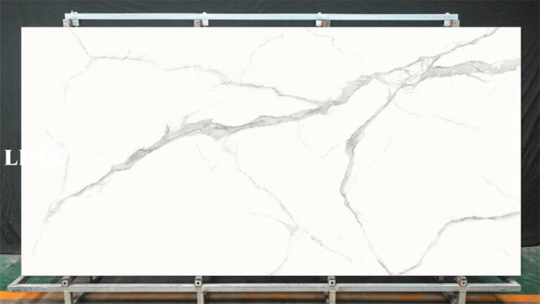 LXG210 Classic Calacatta Sintered Stone Feature Linx Surfaces