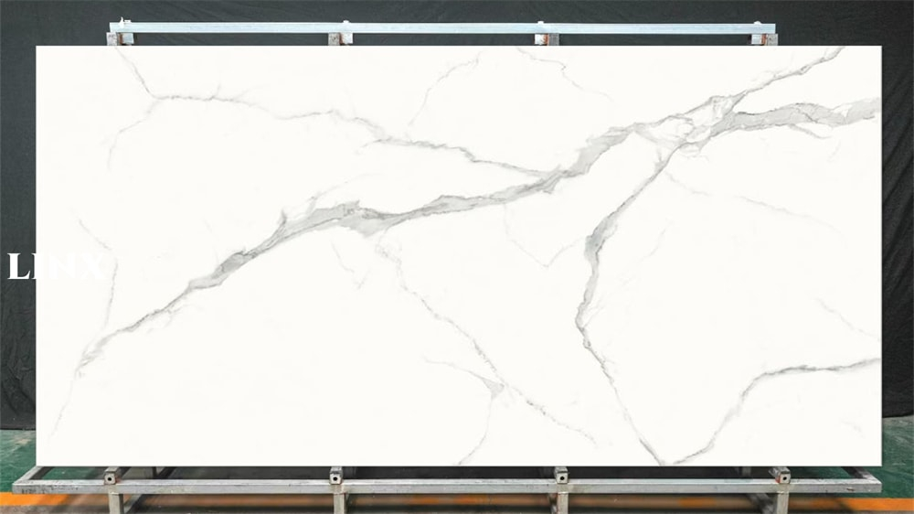 LXG210 Classic Calacatta Sintered Stone Feature Linx Surfaces