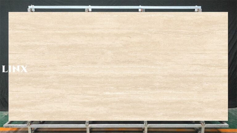 LXX111 Yellow Travertine Sintered Stone Feature Linx Surfaces
