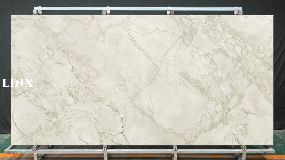 LXX67 Calacatta Ash Sintered Stone Feature Linx Surfaces