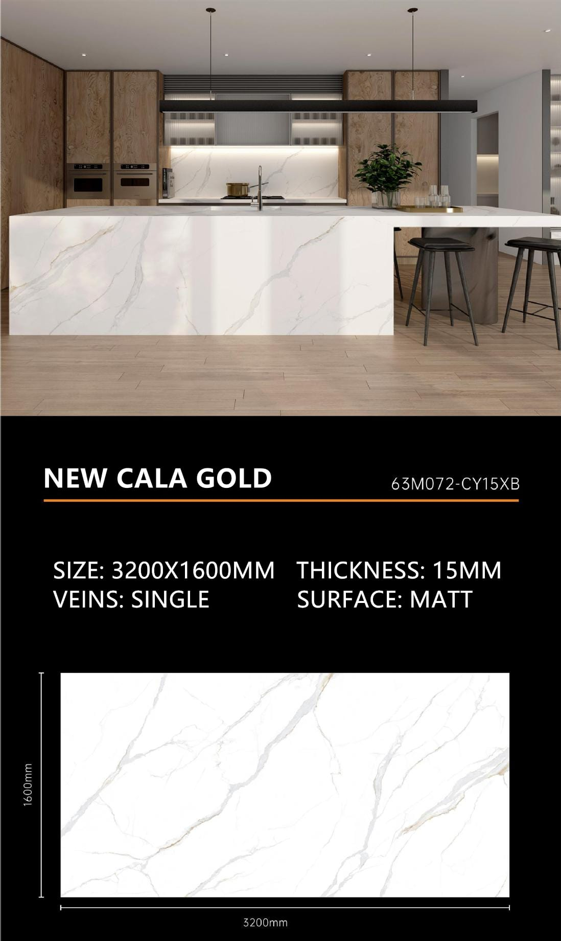 10. New Cala Gold Sintered Stone Matt 15mm Slab