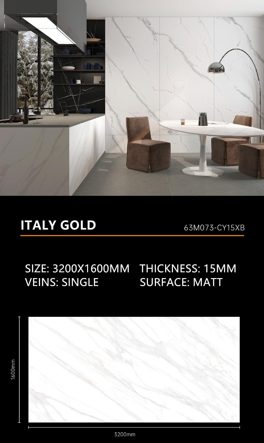 9. Italy Gold Sintered Stone Matt 15mm Slab