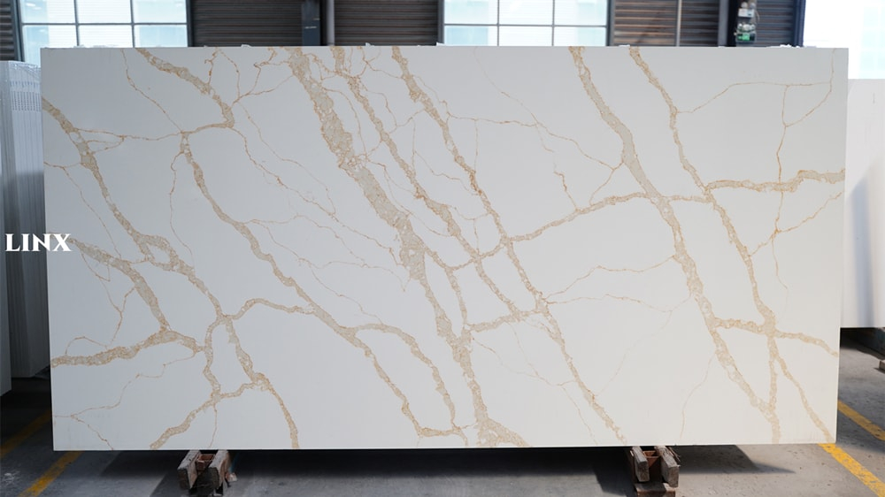 LX002 CALACATTA GOLD QUARTZ STONE FEATURE LINX SURFACES