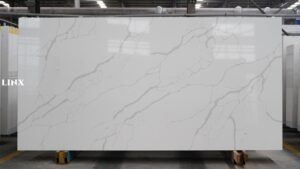 LX1025 CALACATTA WHITE QUARTZ STONE FEATURE LINX SURFACES