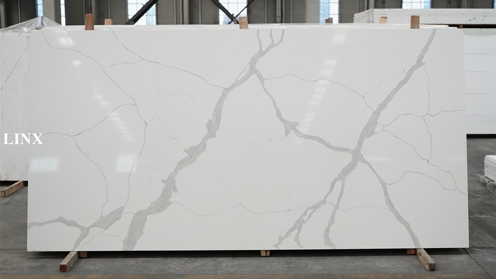 LX1040 Calacatta White Quartz Stone Feature Linx Surfaces