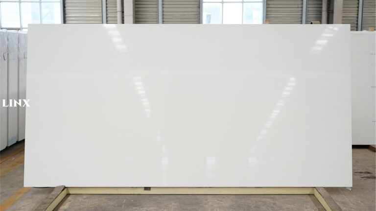 LX1100 SNOW WHITE QUARTZ STONE FEATURE LINX SURFACES