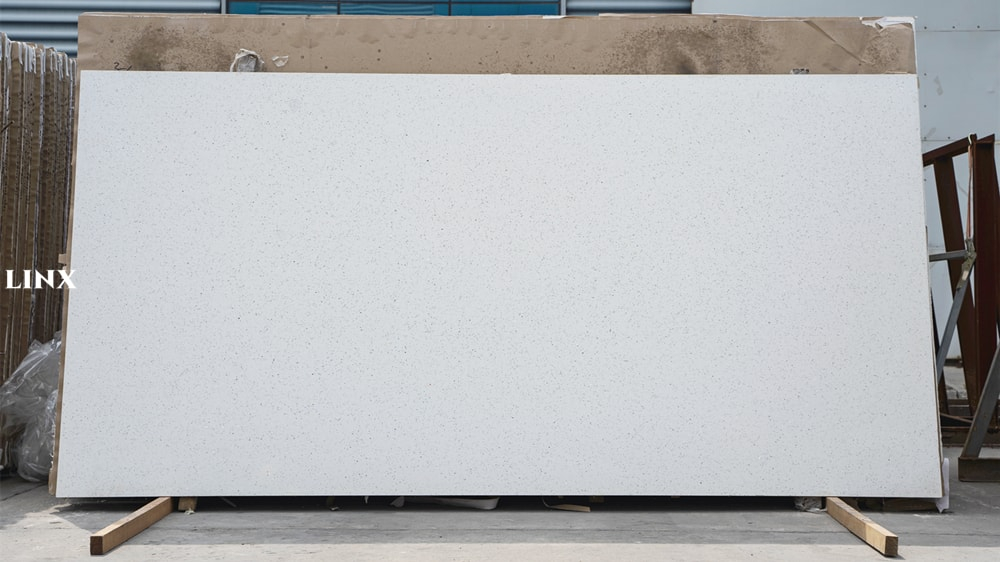 LX1200 SPARKLE WHITE QUARTZ STONE FEATURE 2 LINX SURFACES