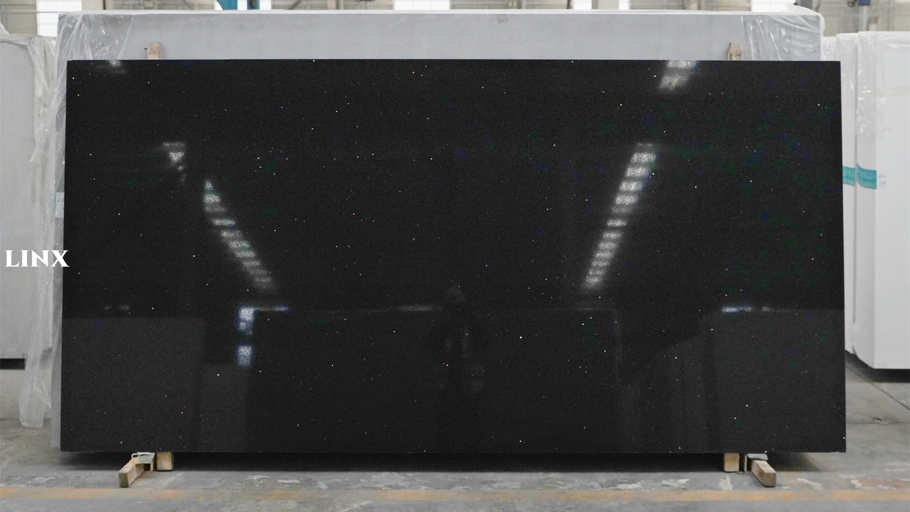 LX1201 SPARKLE BLACK QUARTZ STONE LINX SURFACES