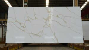 LX1267 CALACATTA GOLD QUARTZ STONE FEATURE LINX SURFACES