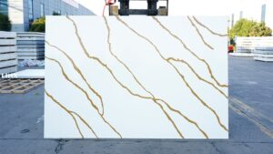 LX1276 CALACATTA GOLD QUARTZ STONE FEATURE LINX SURFACES