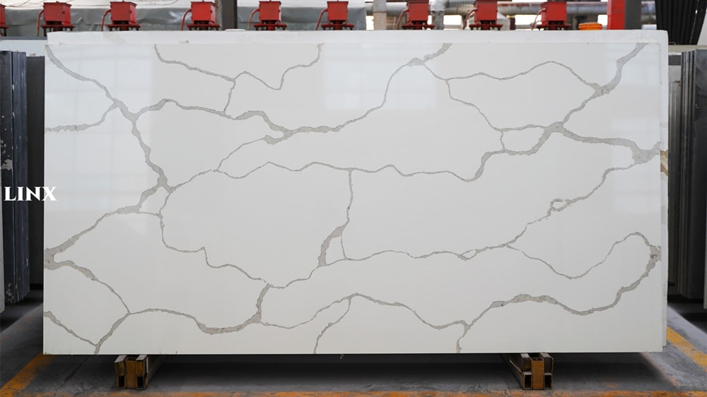 LX1399 CALACATTA WHITE QUARTZ STONE FEATURE LINX SURFACES