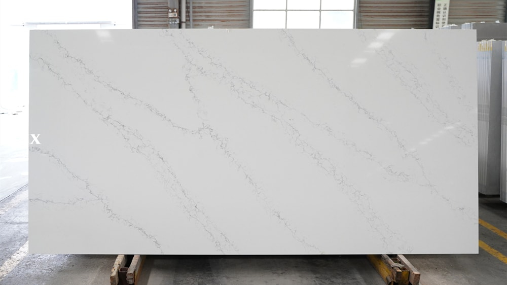 LX1700 CALACATTA WHITE QUARTZ STONE FEATURE LINX SURFACES