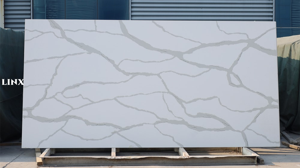 LX1801 CALACATTA WHITE QUARTZ STONE FEATURE LINX SURFACES