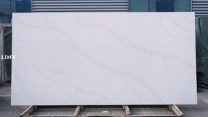 LX4098 CALACATTA WHITE QUARTZ STONE FEATURE LINX SURFACES