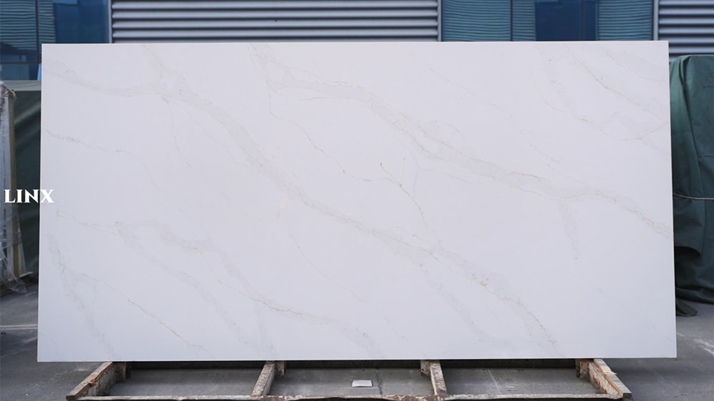 LX4098 CALACATTA WHITE QUARTZ STONE FEATURE LINX SURFACES