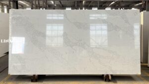 LX5033 CALACATTA WHITE QUARTZ STONE FEATURE LINX SURFACES