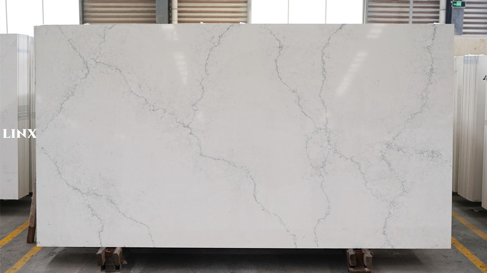 LX6083 CALACATTA WHITE QUARTZ STONE FEATURE LINX SURFACES