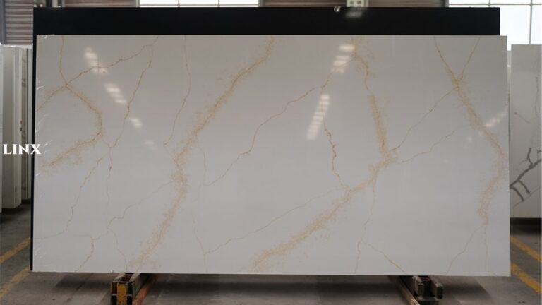 LX6117 CALACATTA GOLD QUARTZ STONE FEATURE LINX SURFACES
