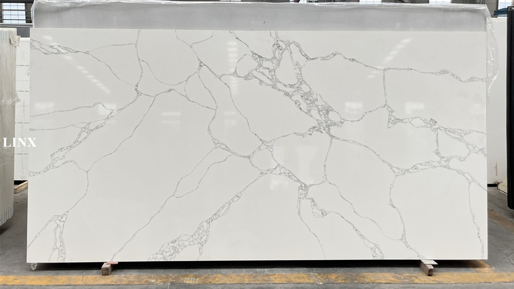 LX6729 Calacatta White Quartz Stone Feature Linx Surfaces