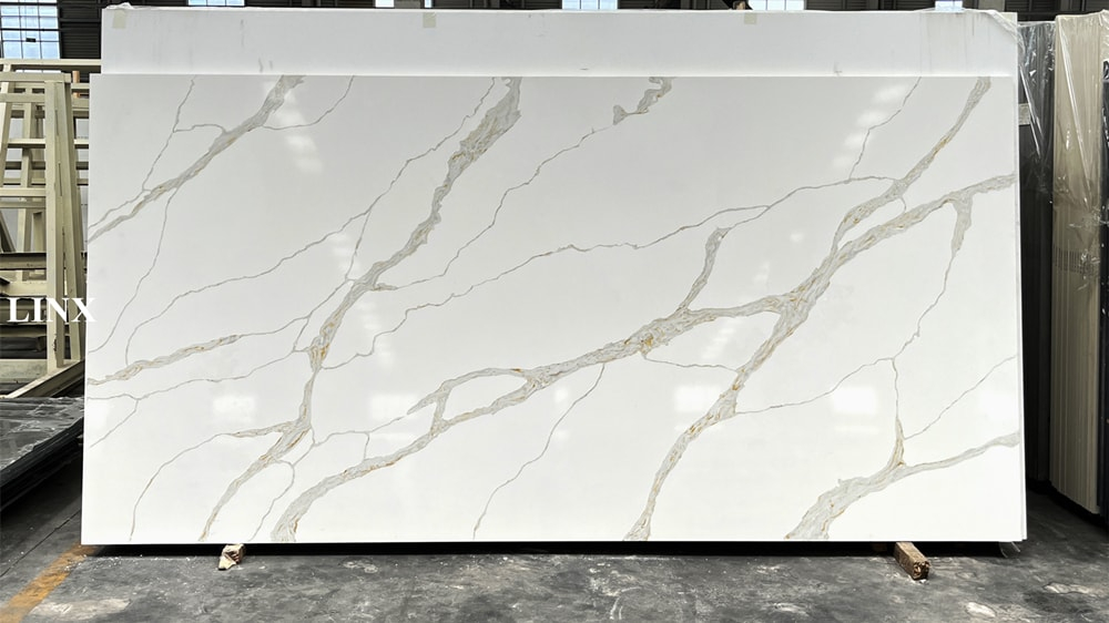 LX6779 CALACATTA WHITE QUARTZ STONE FEATURE LINX SURFACES