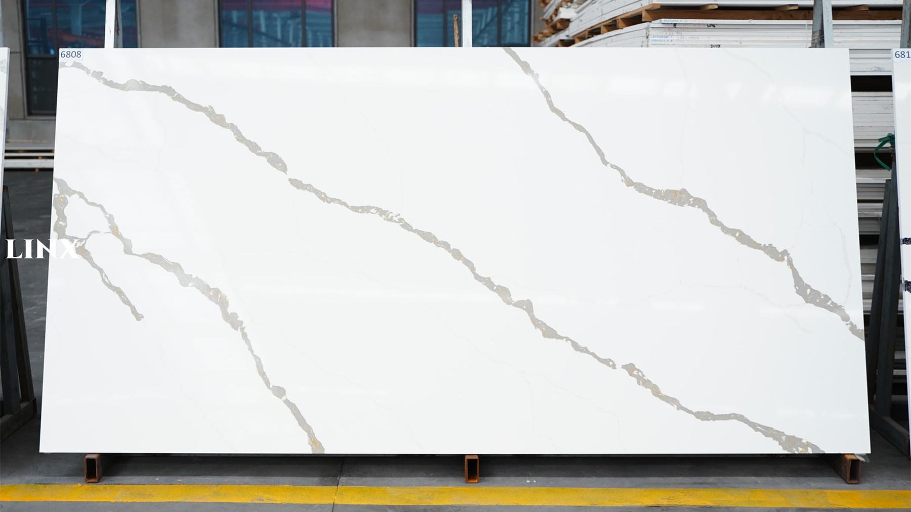 LX6808 CALACATTA WHITE QUARTZ STONE LINX SURFACES