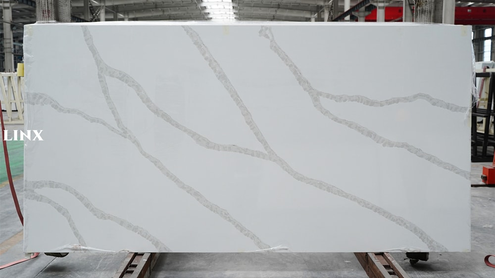 LX6820 CALACATTA WHITE QUARTZ STONE FEATURE LINX SURFACES