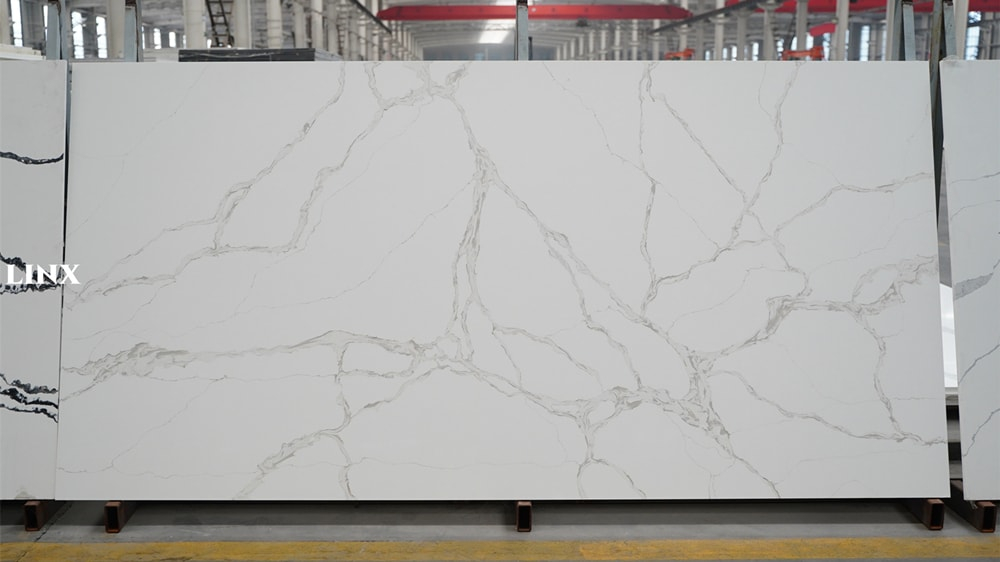 LX6828 CALACATTA WHITE QUARTZ STONE FEATURE LINX SURFACES