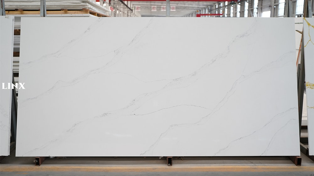 LX6836 CALACATTA WHITE QUARTZ STONE FEATURE LINX SURFACES