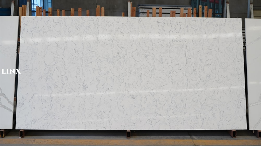 LX7002 CARRARA WHITE QUARTZ STONE FEATURE LINX SURFACES