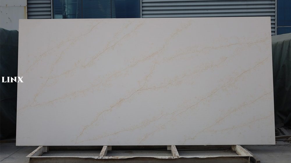 LX7136 CALACATTA GOLD QUARTZ STONE FEATURE LINX SURFACES