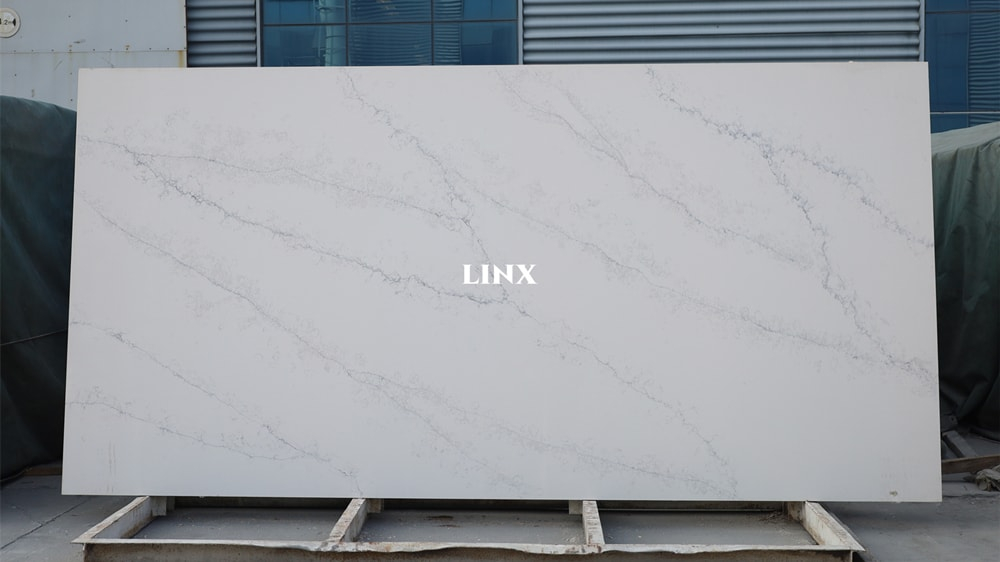 LX7137 CALACATTA WHITE QUARTZ STONE FEATURE LINX SURFACES