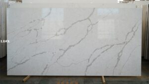 LX7367 CALACATTA WHITE QUARTZ STONE FEATURE LINX SURFACES