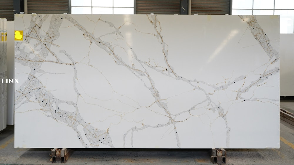 LX7369 CALACATTA WHITE QUARTZ STONE FEATURE LINX SURFACES