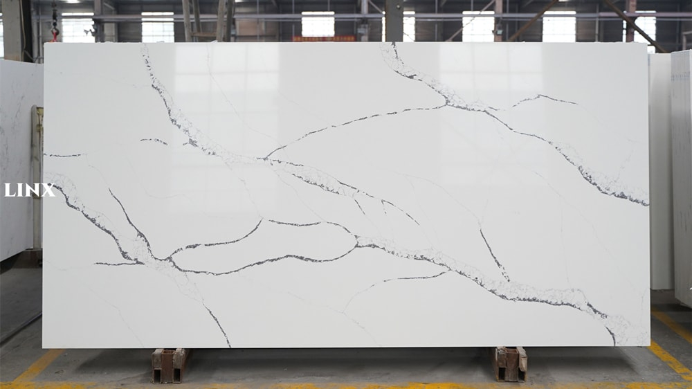 LX8108 CALACATTA WHITE QUARTZ STONE FEATURE LINX SURFACES