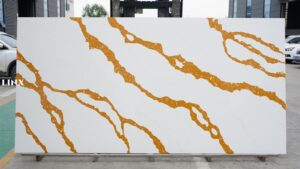 LX9003 CALACATTA GOLD QUARTZ STONE FEATURE LINX SURFACES