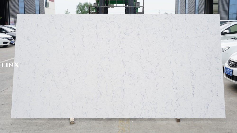 LX9005 CARRARA WHITE QUARTZ STONE FEATURE LINX SURFACES