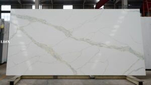 LX9015 CALACATTA WHITE QUARTZ STONE FEATURE LINX SURFACES