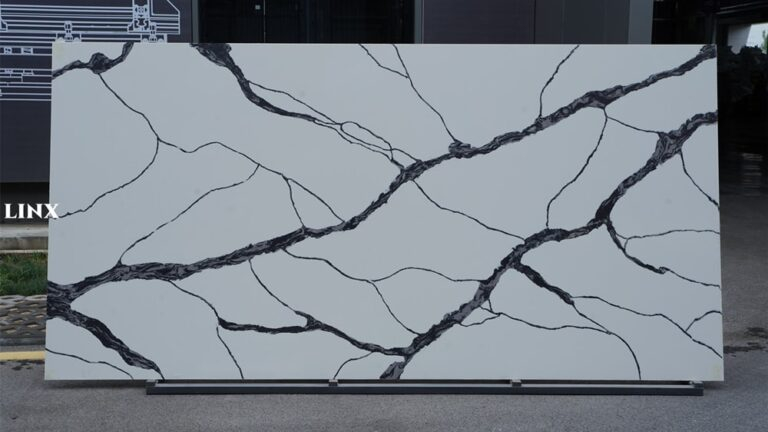 LX9019 CALACATTA QUARTZ STONE FEATURE LINX SURFACES