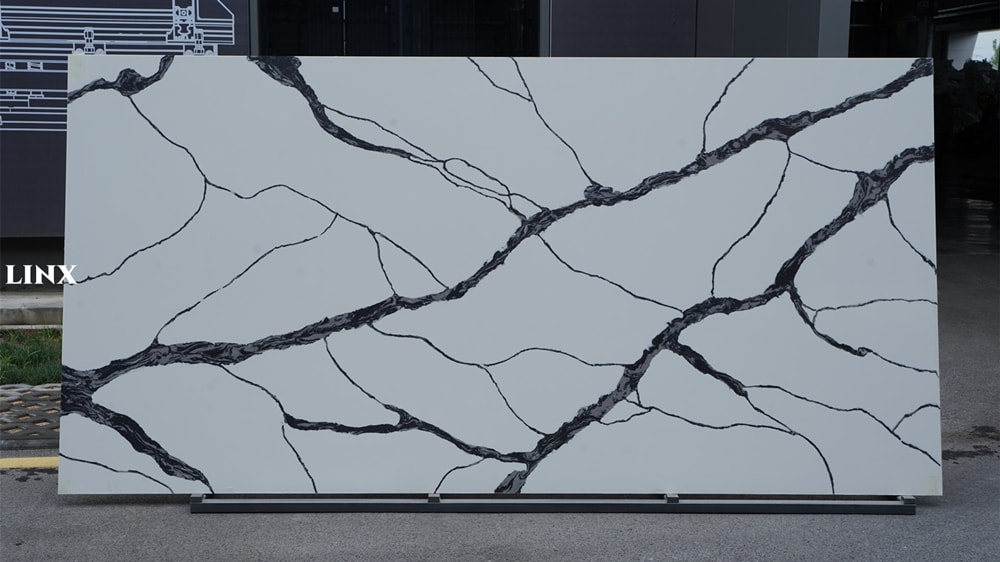 LX9019 CALACATTA QUARTZ STONE FEATURE LINX SURFACES