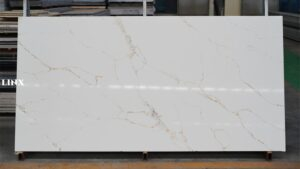 LX9025 CALACATTA GOLD QUARTZ STONE FEATURE LINX SURFACES