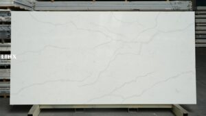 LX9030 CALACATTA WHITE QUARTZ STONE FEATURE LINX SURFACES