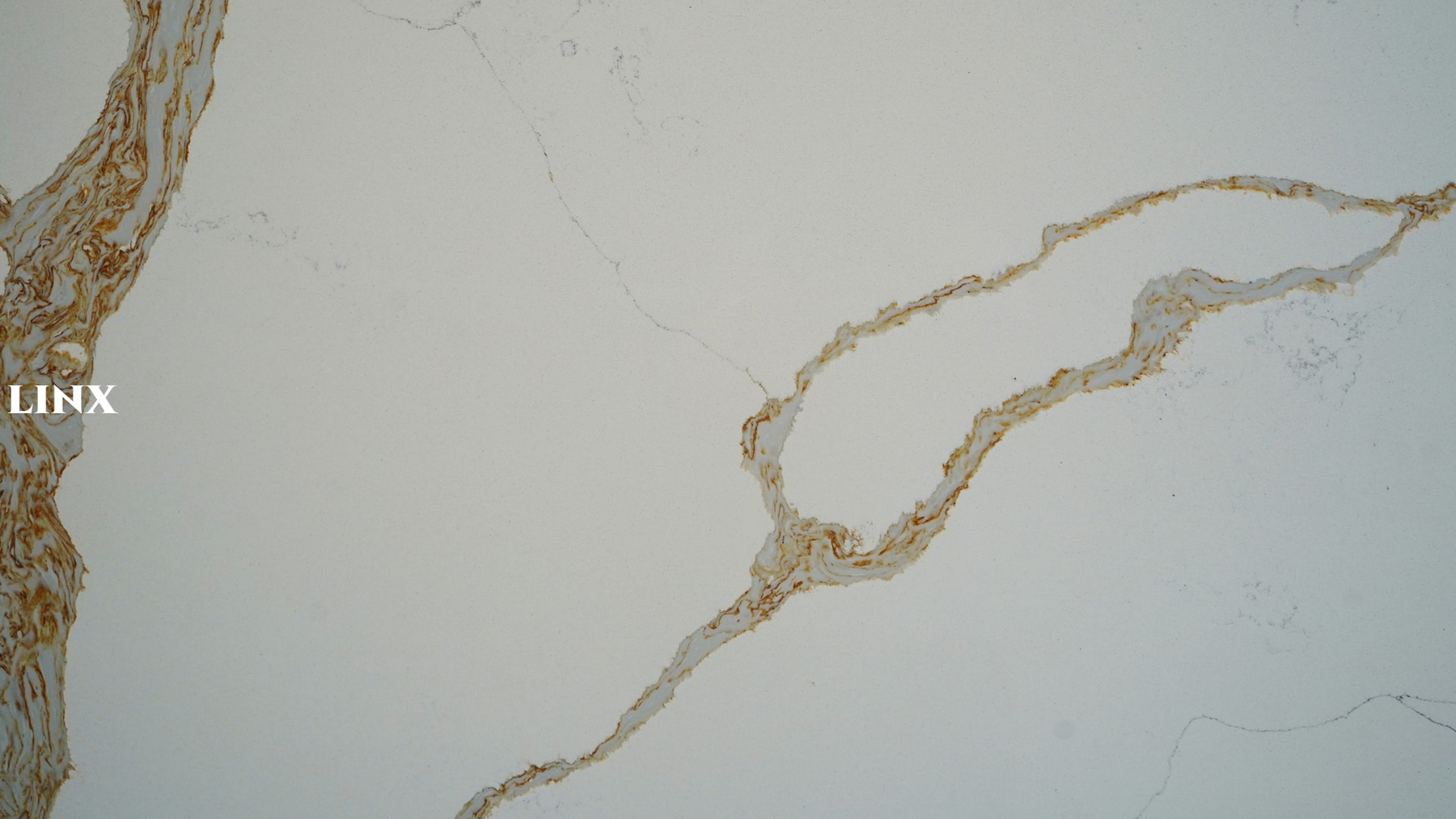 LX9040 CALACATTA GOLD QUARTZ STONE CLOSE UP 2 LINX SURFACES