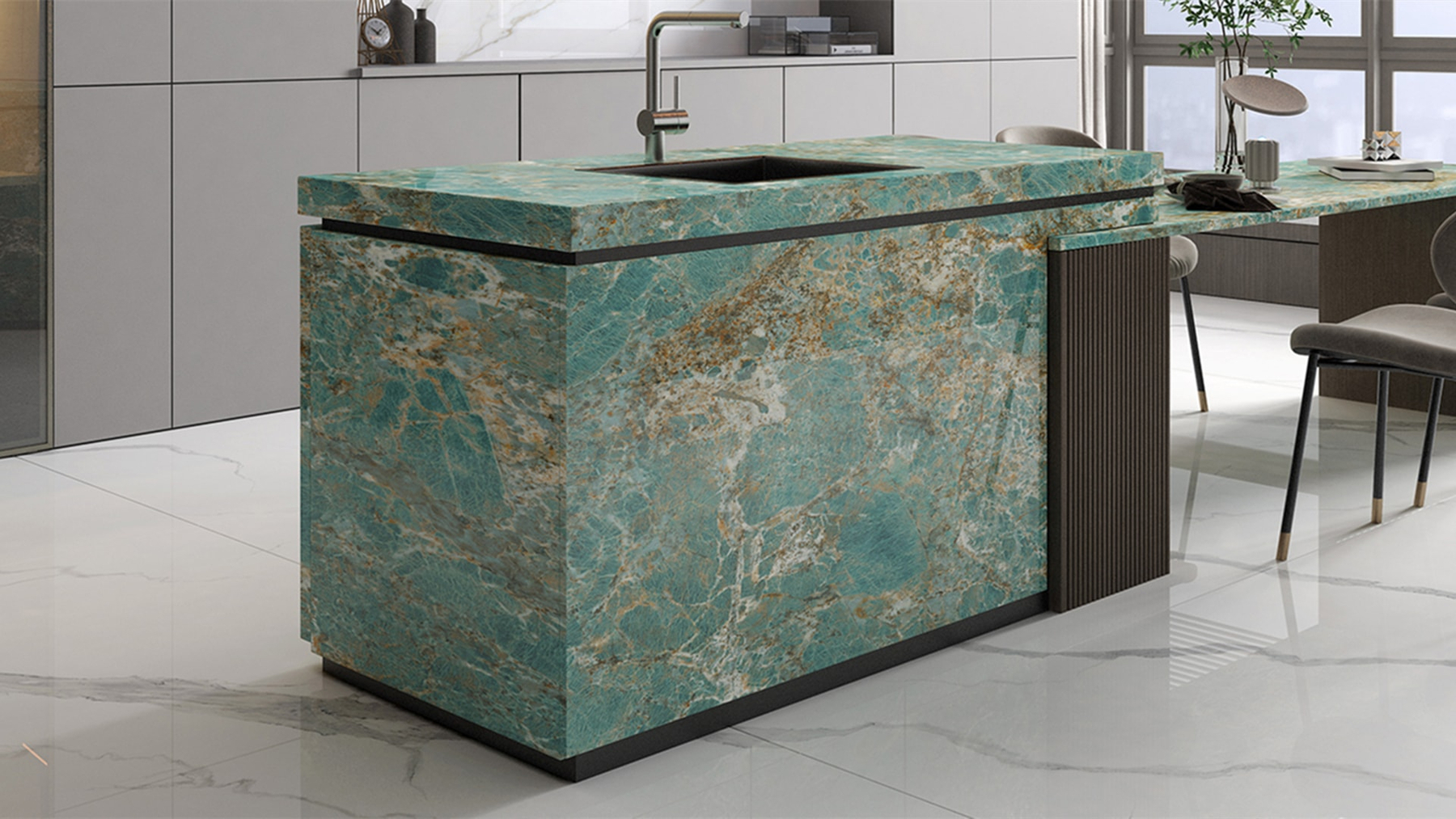 LXG613 Amazon Green Effect Sintered Stone Linx Surfaces