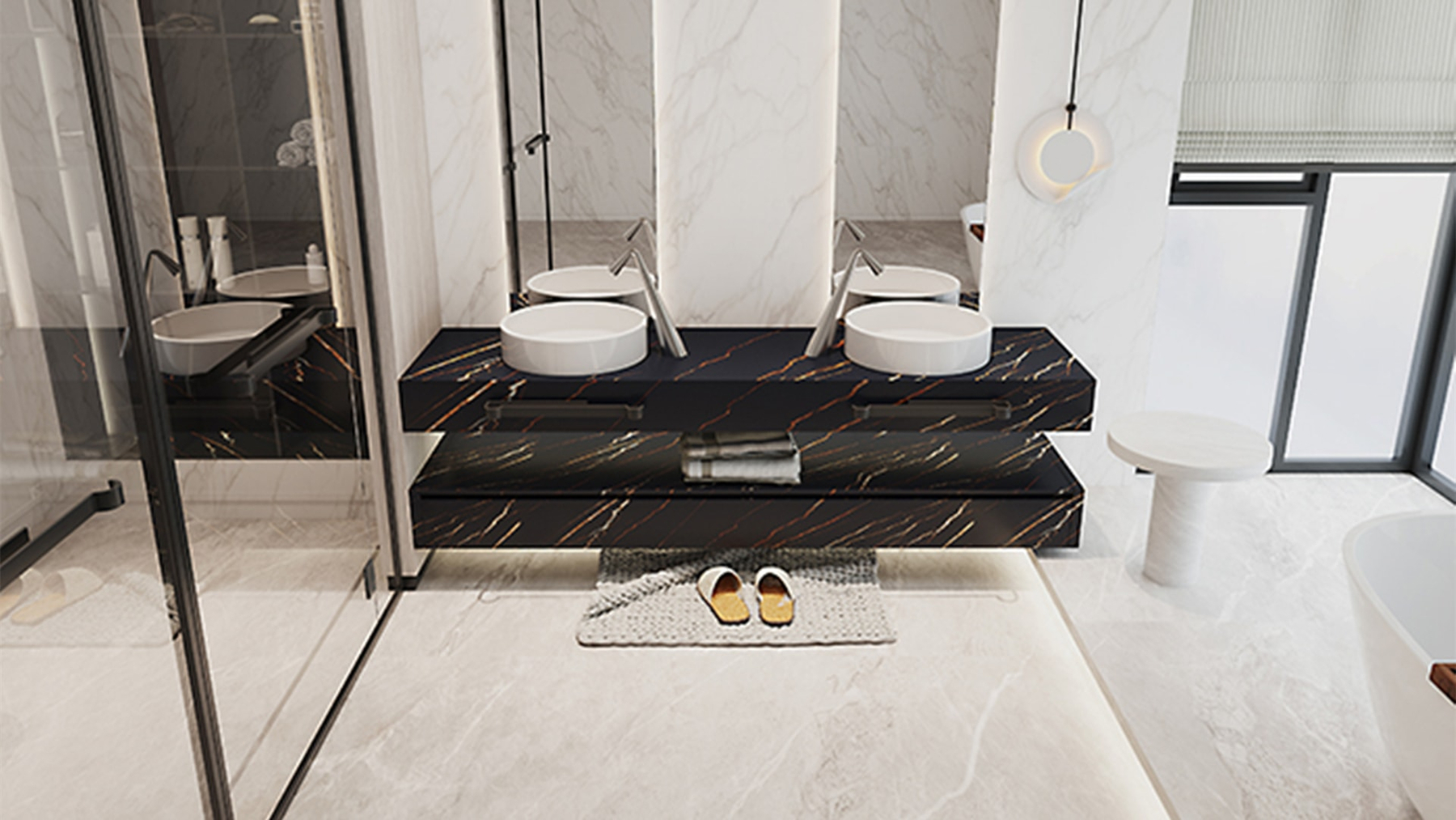 LXG71 Sharon Black Effect Sintered Stone Linx Surfaces