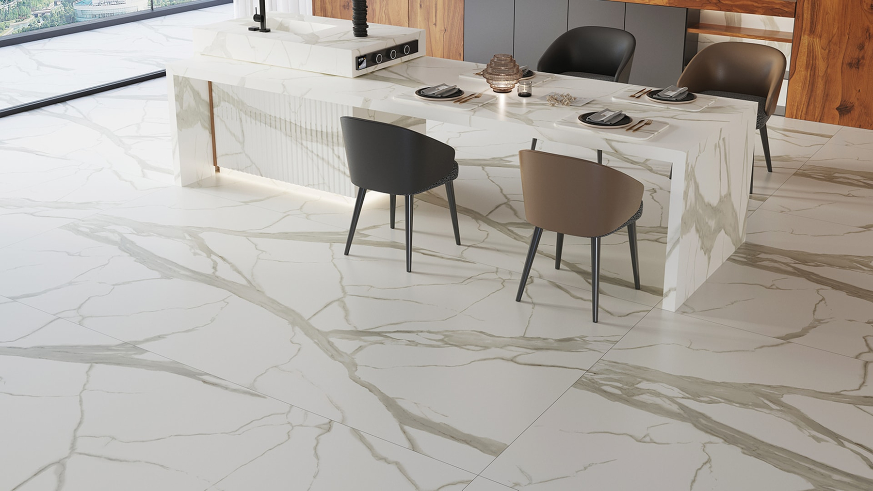 LXG78 Super Snow Effect Sintered Stone Linx Surfaces