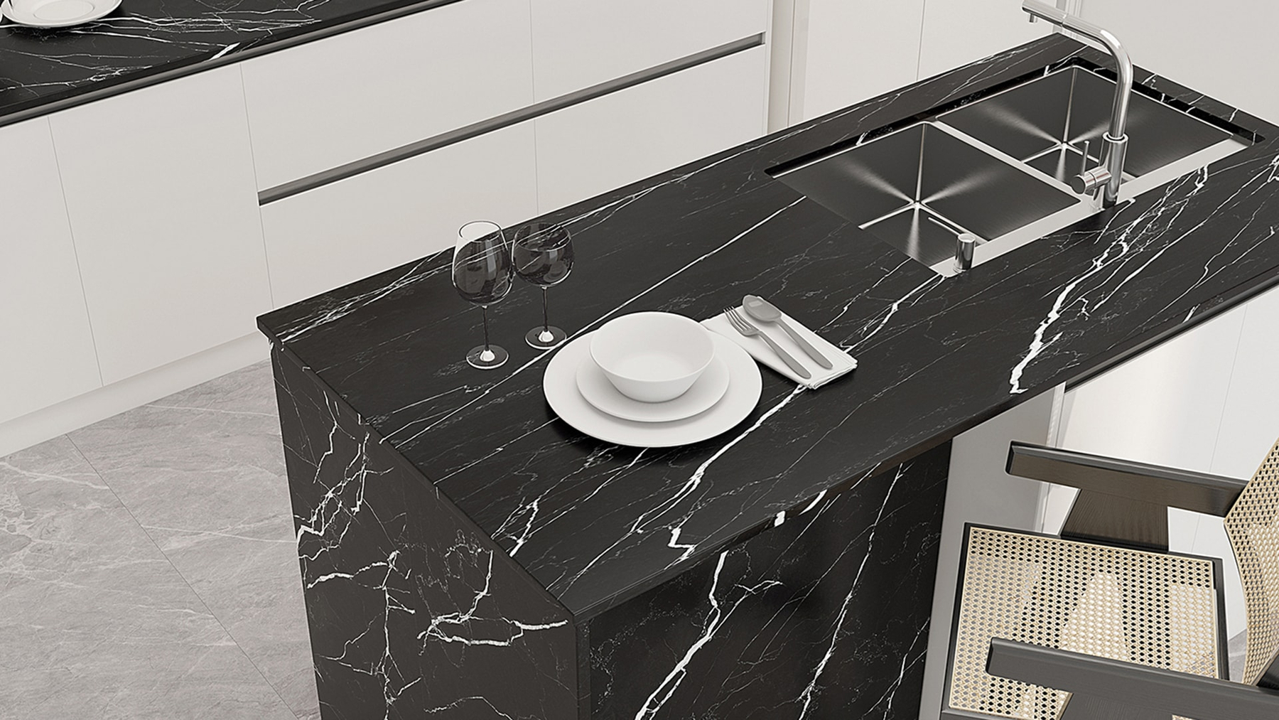LXG80 Black Marq Effect Sintered Stone Linx Surfaces