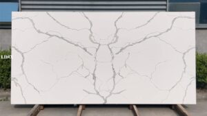 LX1012 CALACATTA WHITE QUARTZ STONE FEATURE LINX SURFACES