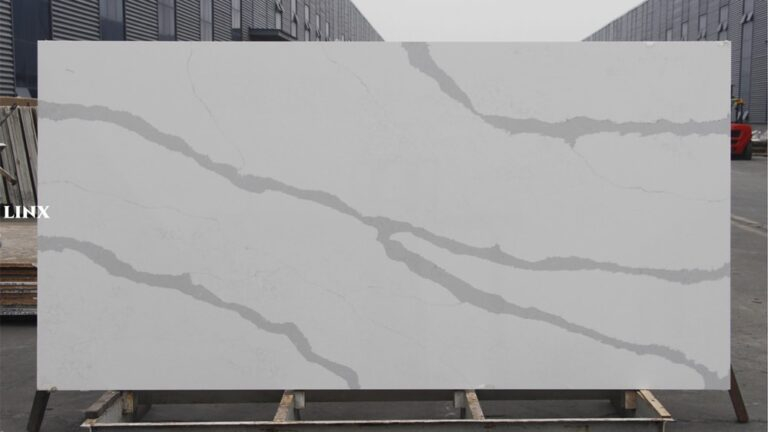 LX1013 CALACATTA WHITE QUARTZ STONE FEATURE LINX SURFACES