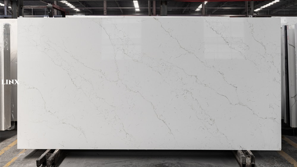 LX1018 CALACATTA WHITE QUARTZ STONE FEATURE LINX SURFACES