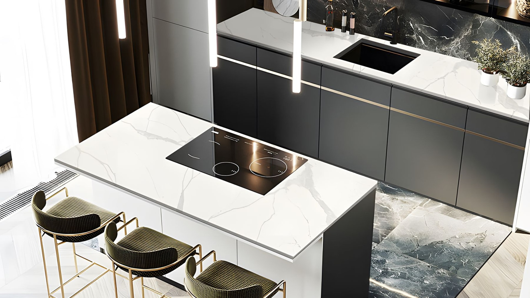 LX1027 CALACATTA WHITE QUARTZ STONE COUNTERTOP LINX SURFACES